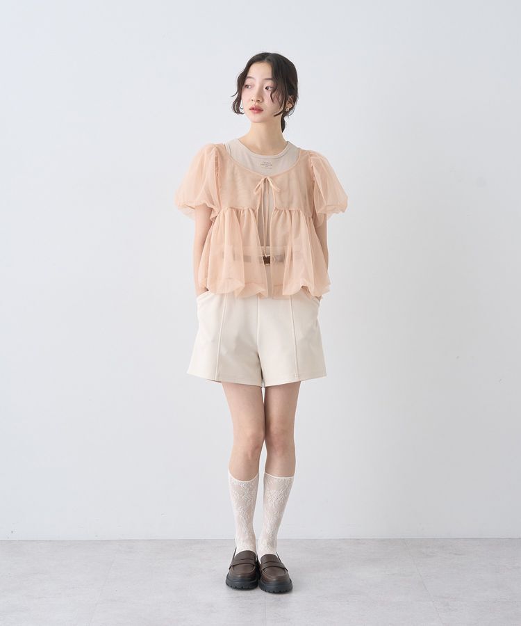 earth music&ecology「SET2点チュールバルーンブラウス＋ロゴタンク」|シャツ・ブラウス|