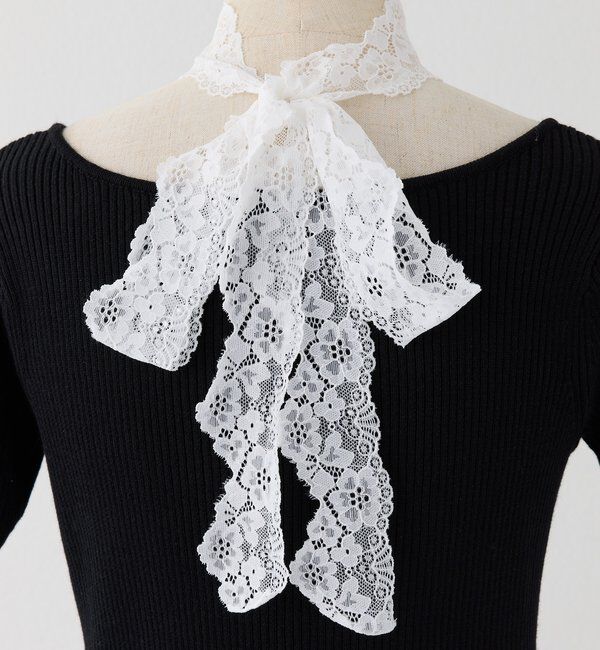  「 【Lace Collection】ドロストニットミニワンピース」|ワンピース|