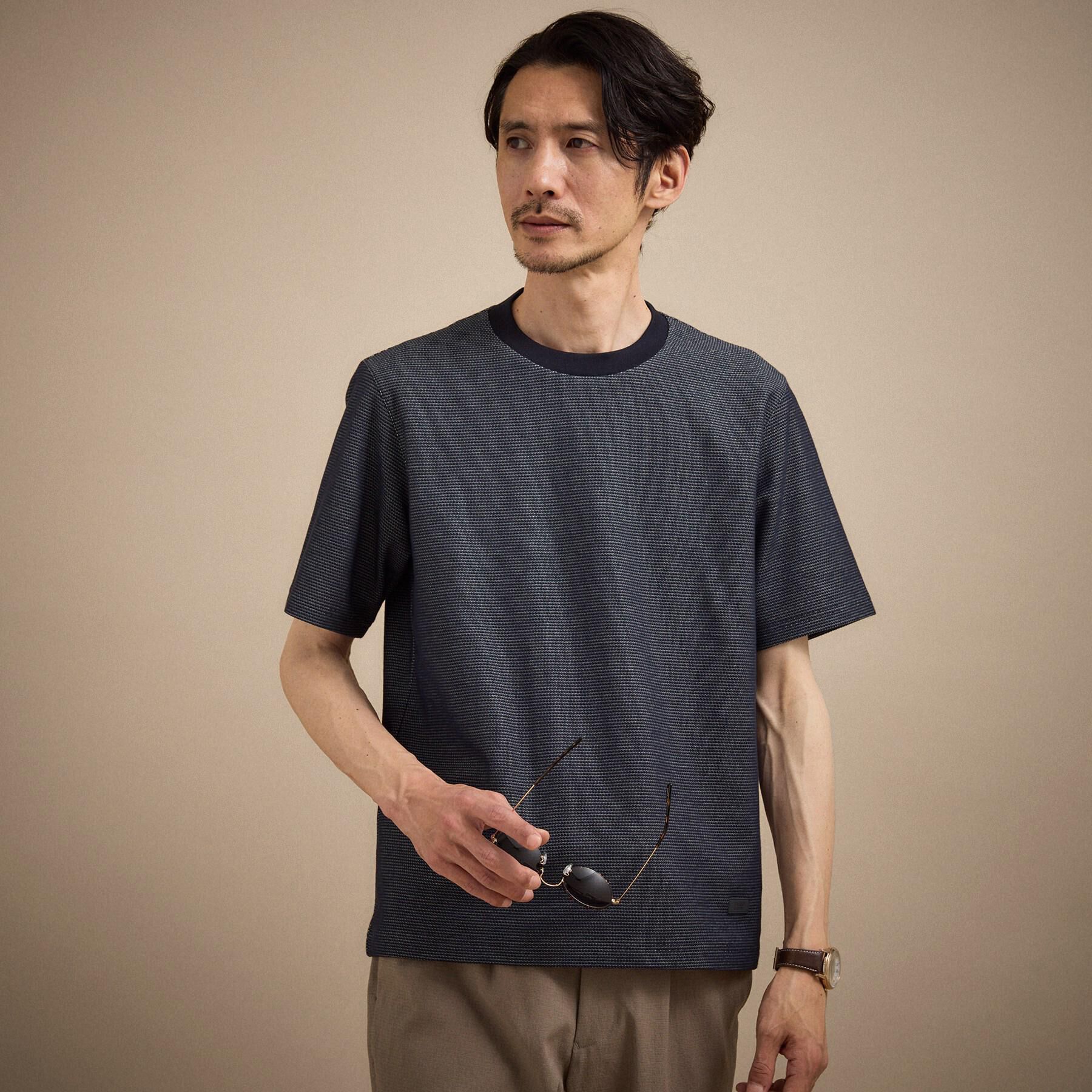 TAKEO KIKUCHI「【抗菌防臭】メランジ クルーネック プルオーバー」|Tシャツ・カットソー|ブルー(093)