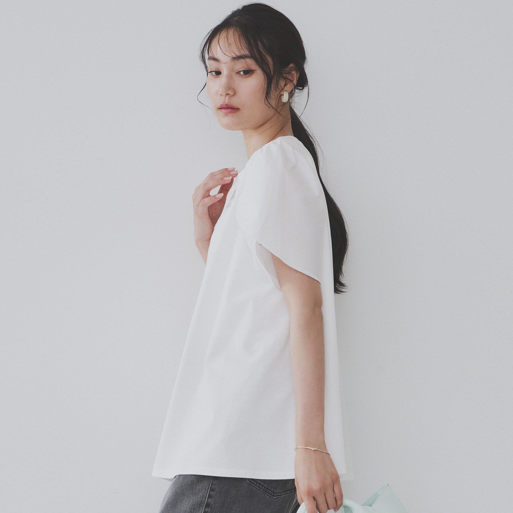 OPAQUE.CLIP「チューリップスリーブドッキングカットソー【洗濯機洗い可／接触冷感】」|Tシャツ・カットソー|