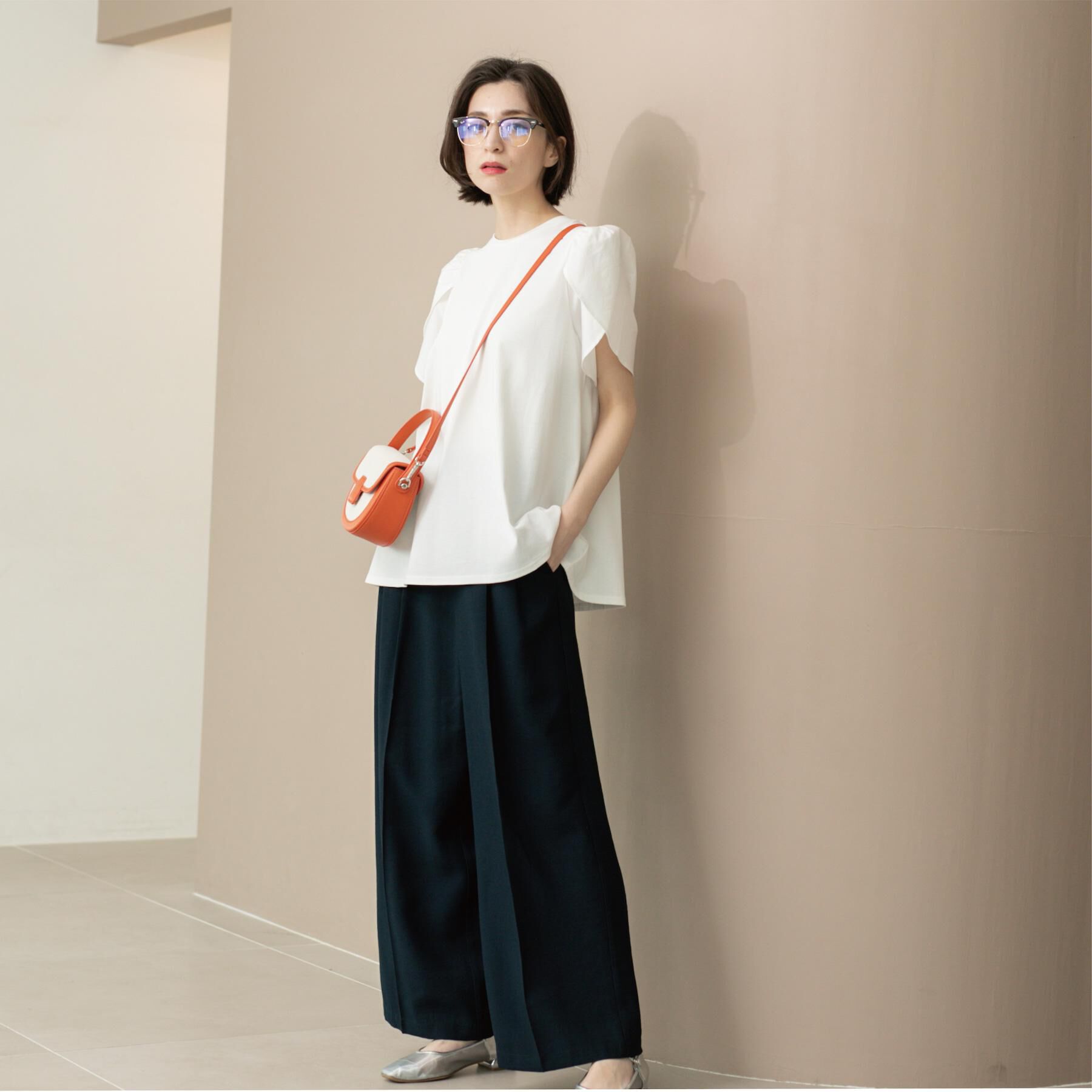 OPAQUE.CLIP「チューリップスリーブドッキングカットソー【洗濯機洗い可／接触冷感】」|Tシャツ・カットソー|
