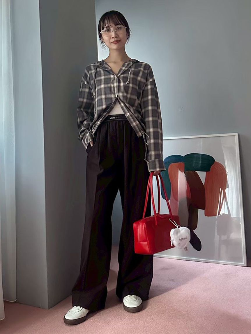 emmi atelier「チェックフーディーシャツ」|シャツ・ブラウス|