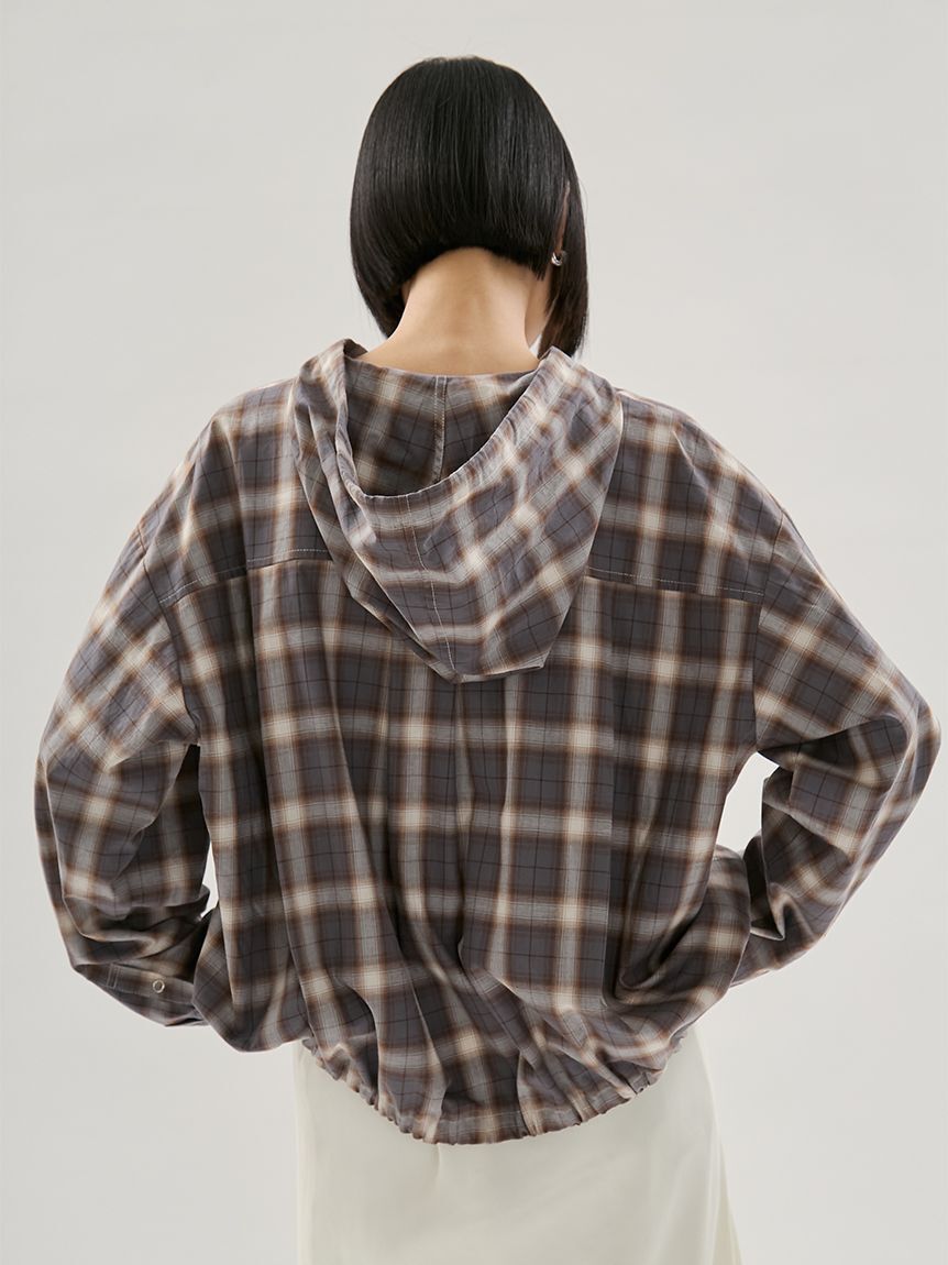 emmi atelier「チェックフーディーシャツ」|シャツ・ブラウス|