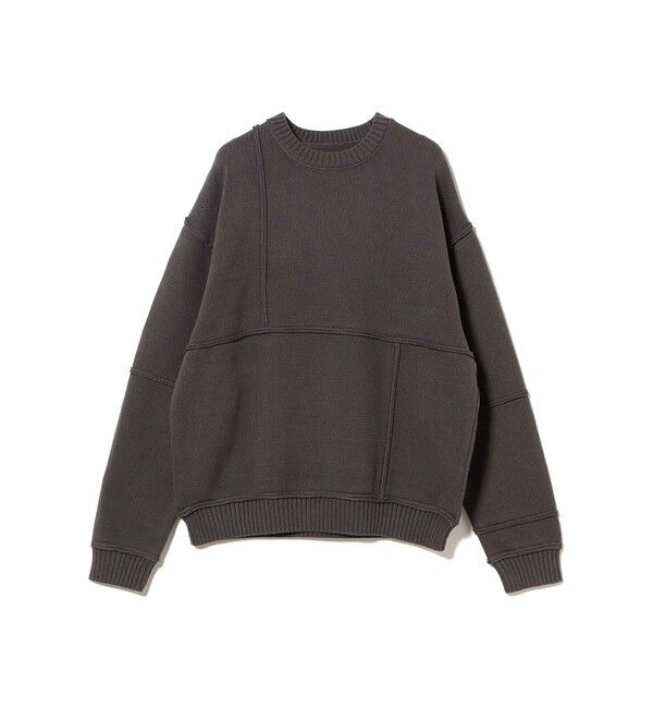BEAMS「5ゲージ パネル クルーネック ニット」|ニット・セーター|SOFT_BLACK
