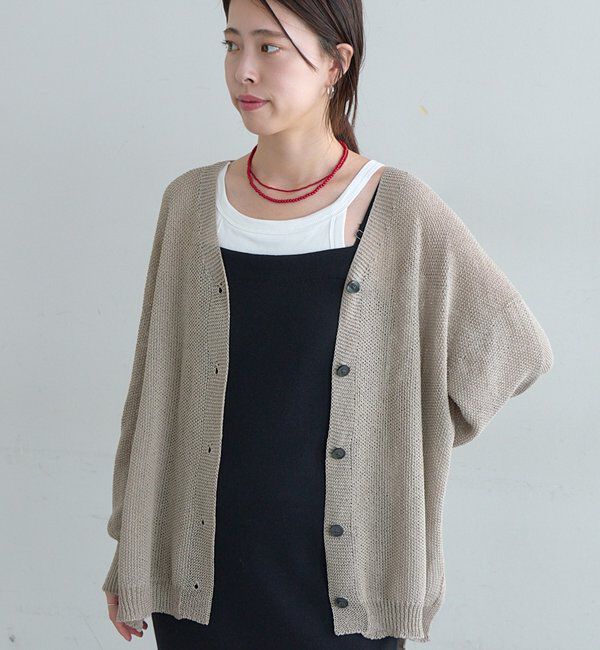  「【新色登場】ペーパーヤーンカーディガン」|カーディガン|ベージュ