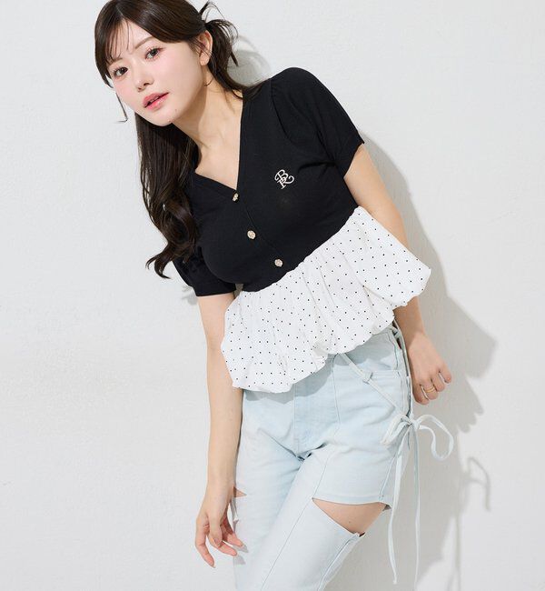  「【 XS/S/Mサイズ展開】サイドスリットリボン美脚デニムパンツ」|その他|