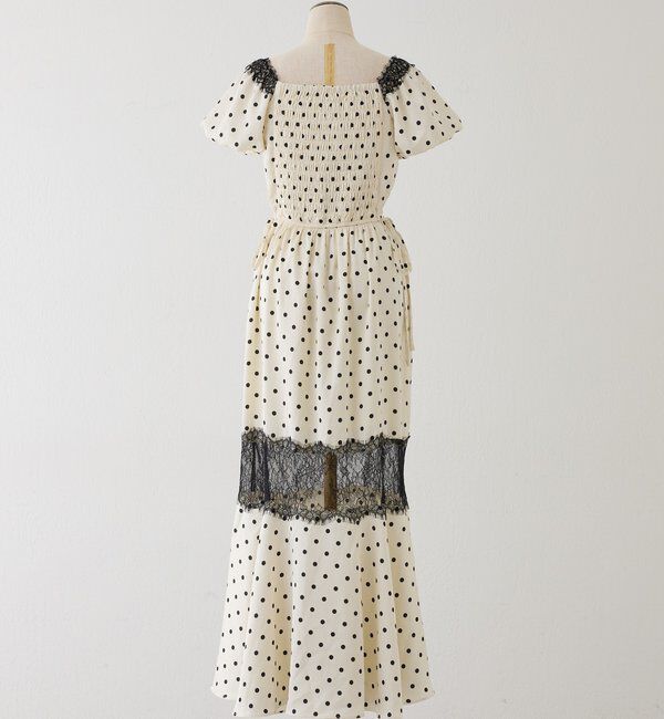  「【Lace Collection】サイドカットレース切替ロングワンピース」|ワンピース|