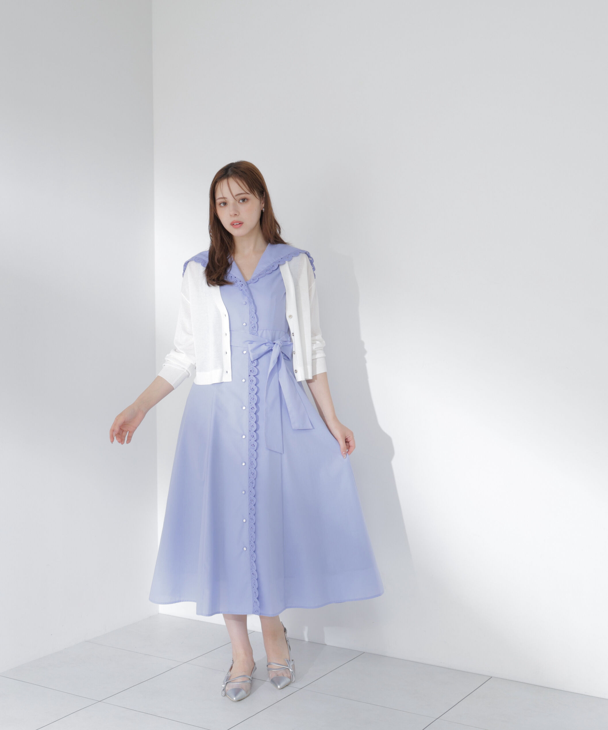 PROPORTION BODY DRESSING「セーラーカラーレーストリムワンピース」|ワンピース|