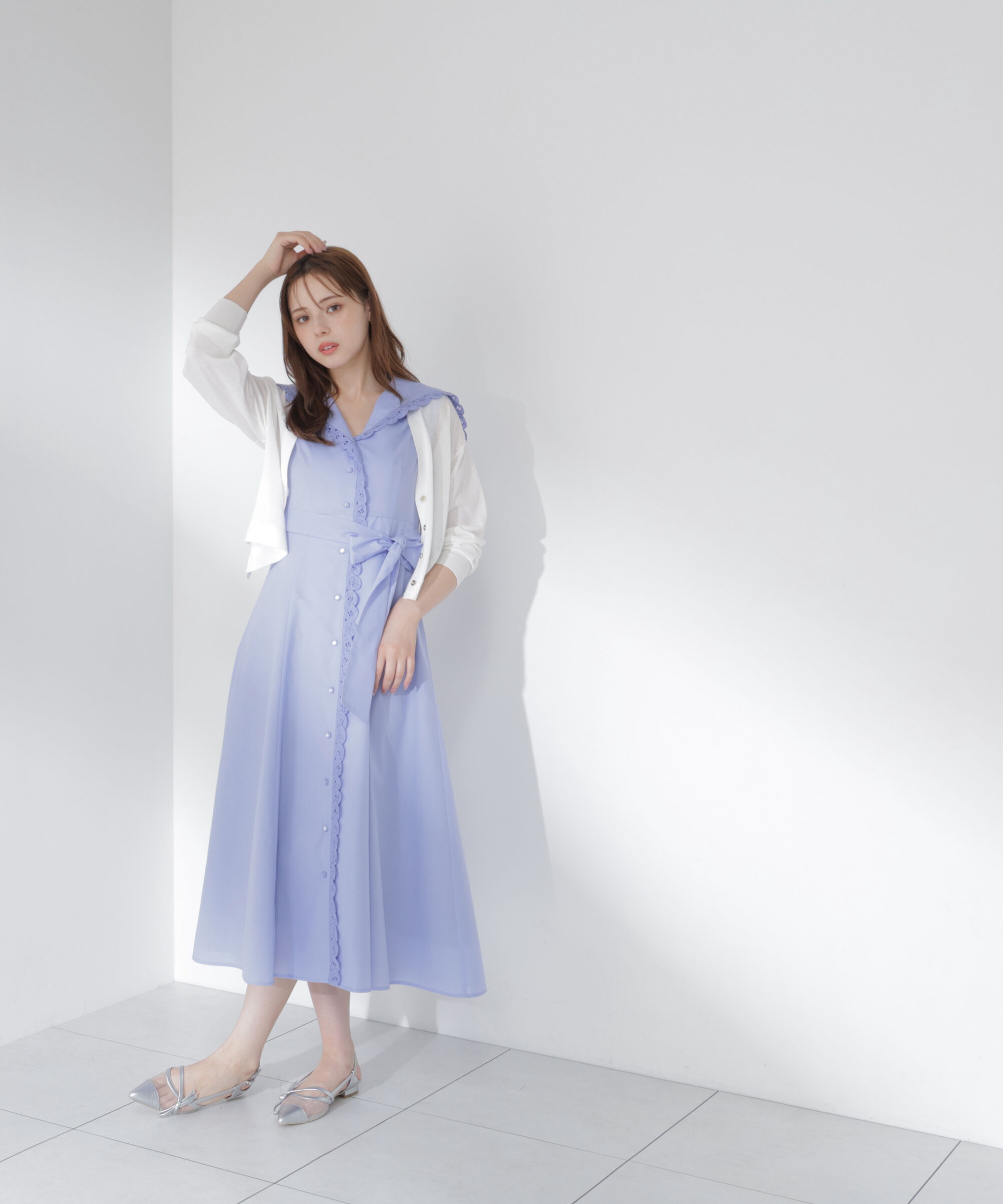 PROPORTION BODY DRESSING「セーラーカラーレーストリムワンピース」|ワンピース|