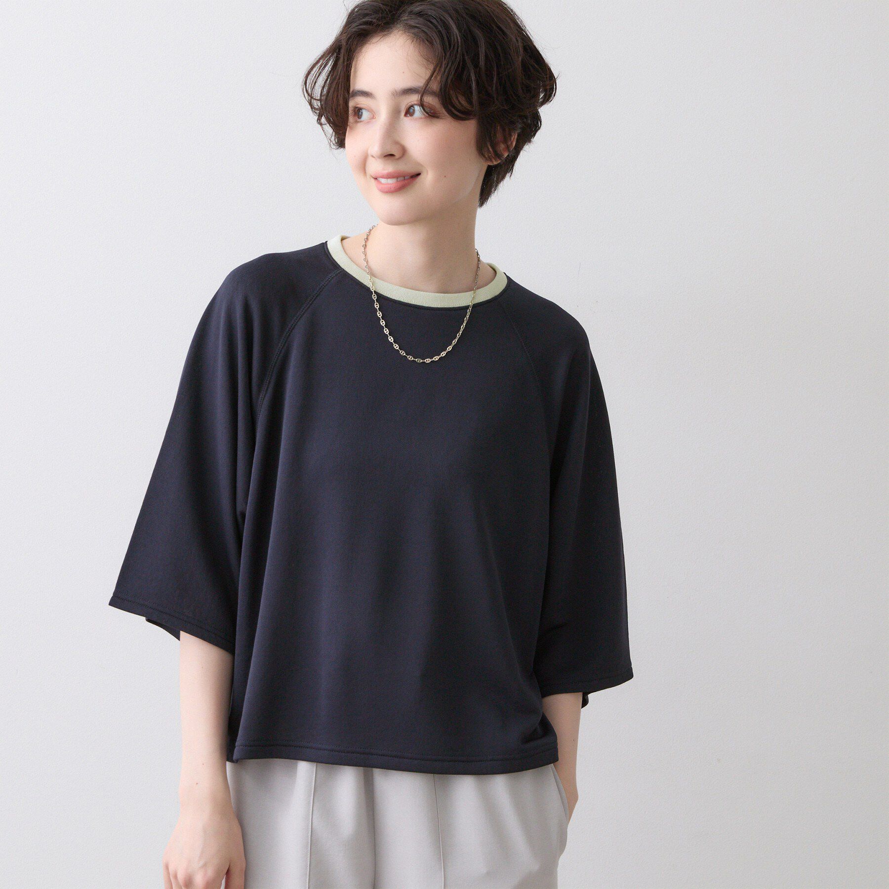 Dessin「シアー裏毛バイカラーカットソー」|Tシャツ・カットソー|