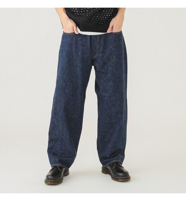 BEAMS「BEAMS｜Wide Denim Pants｜5ポケット ヴィンテージディテール｜スピンドル仕様 ベルトレス」|デニム|