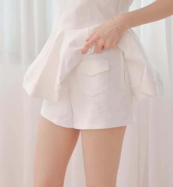 「【セットアップ対応】コンパクトデニムショートパンツ」|チノ|ホワイト