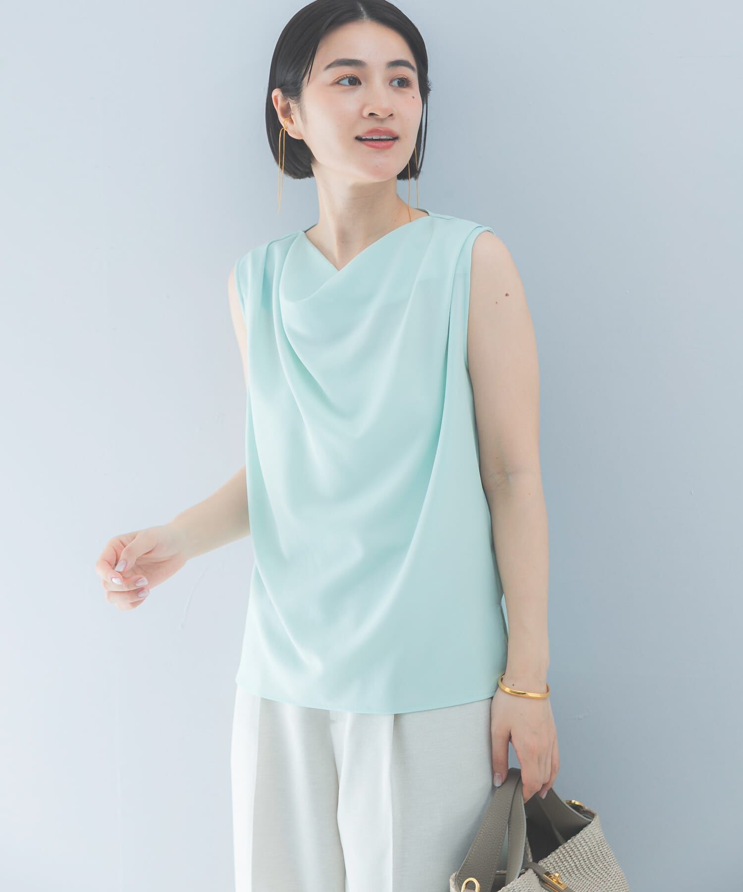 URBAN RESEARCH ROSSO「クールタッチ 防シワドレープブラウス」|シャツ・ブラウス|ミント