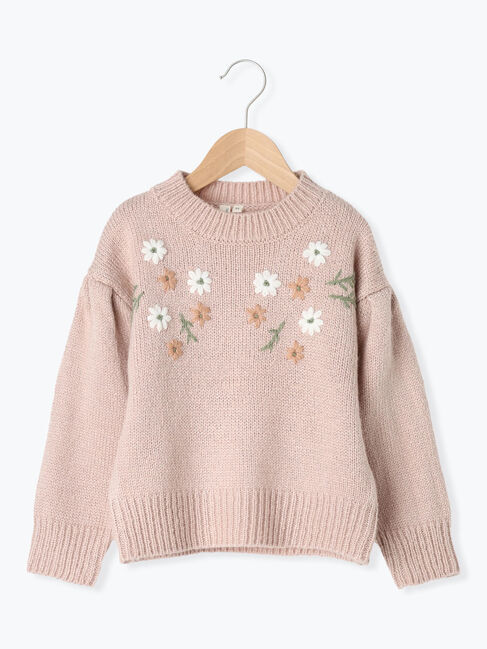  「【マシンウォッシャブル】花刺繍ニットプルオーバー」|ニット・セーター|