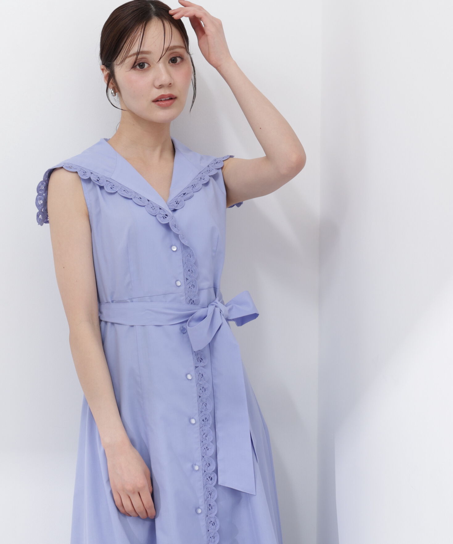 PROPORTION BODY DRESSING「セーラーカラーレーストリムワンピース」|ワンピース|