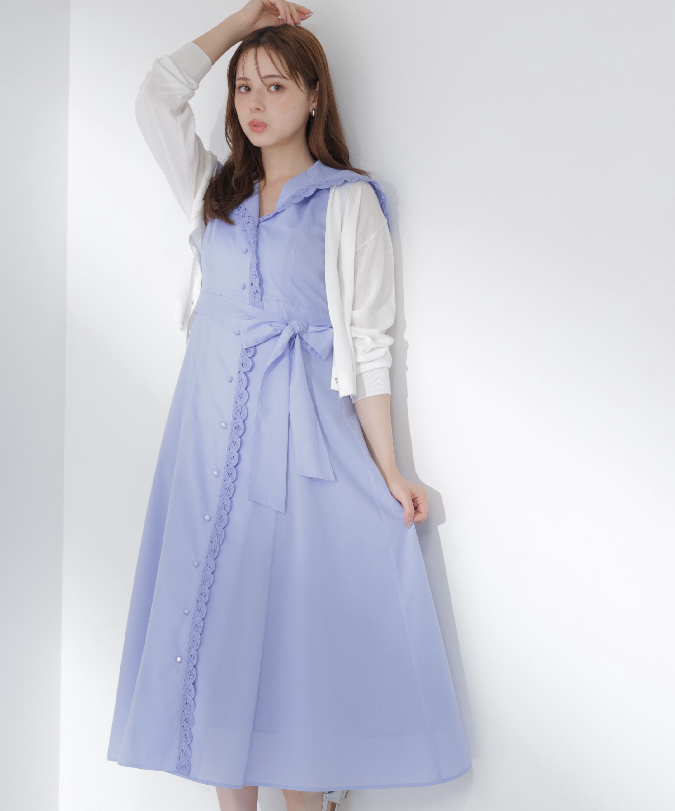 PROPORTION BODY DRESSING「セーラーカラーレーストリムワンピース」|ワンピース|