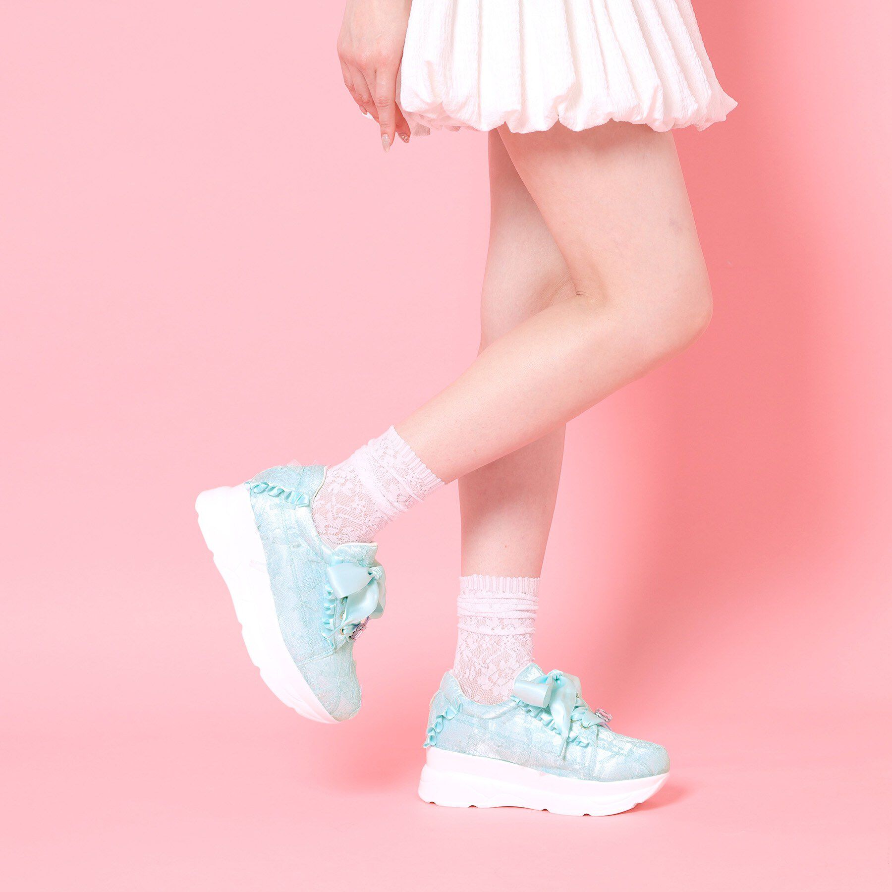 csT&P「厚底ガーリーリボンレーススニーカー」|スニーカー|