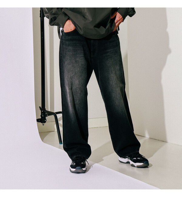 BEAMS「BEAMS｜Wide Denim Pants｜5ポケット ヴィンテージディテール｜スピンドル仕様 ベルトレス」|デニム|