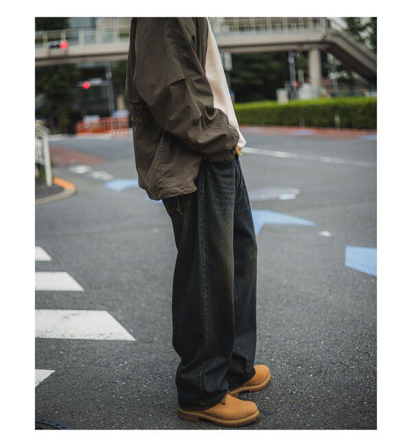 BEAMS「BEAMS｜Wide Denim Pants｜5ポケット ヴィンテージディテール｜スピンドル仕様 ベルトレス」|デニム|DUSTY_INDIGO