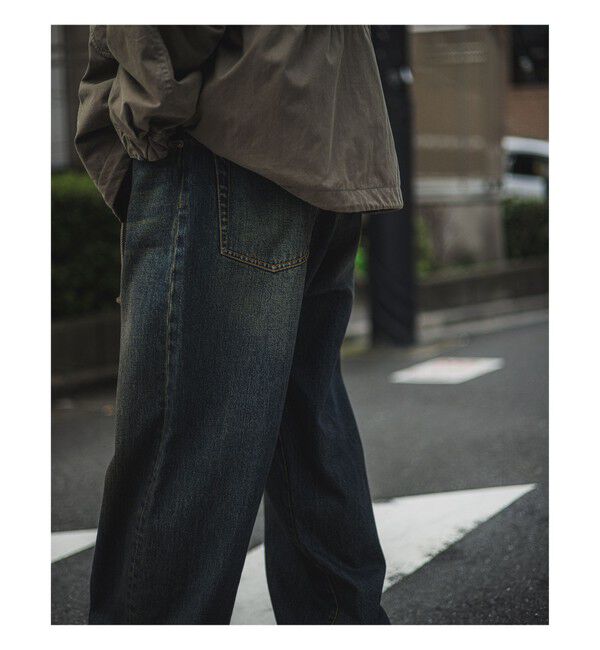 BEAMS「BEAMS｜Wide Denim Pants｜5ポケット ヴィンテージディテール｜スピンドル仕様 ベルトレス」|デニム|