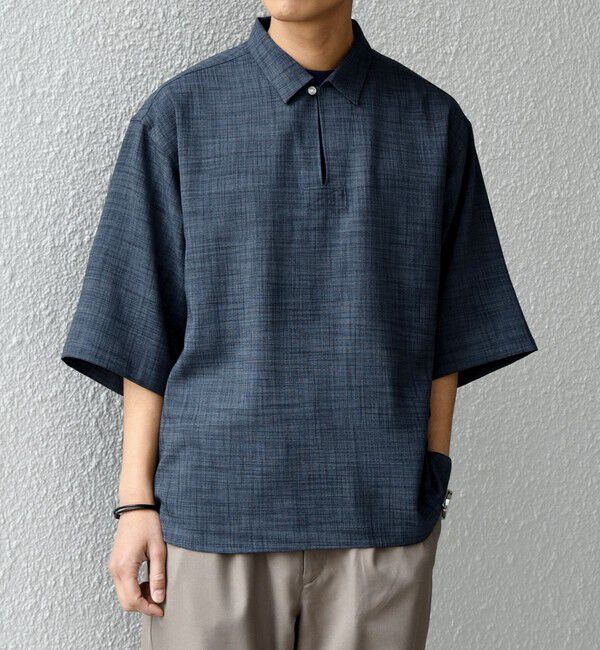SHIPS any「SHIPS any:〈UVカット〉FUTURE LINEN CANVAS リネンライク スキッパー プルオーバーシャツ◆」|シャツ・ブラウス|