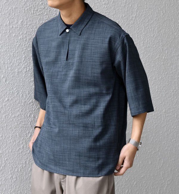 SHIPS any「SHIPS any:〈UVカット〉FUTURE LINEN CANVAS リネンライク スキッパー プルオーバーシャツ◆」|シャツ・ブラウス|