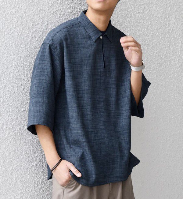 SHIPS any「SHIPS any:〈UVカット〉FUTURE LINEN CANVAS リネンライク スキッパー プルオーバーシャツ◆」|シャツ・ブラウス|
