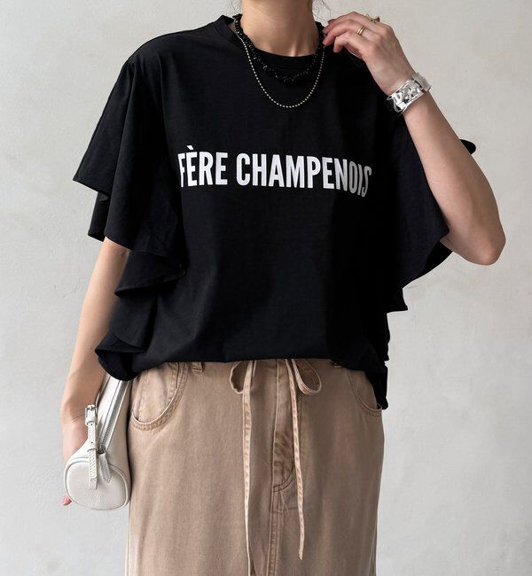 「【WEB限定】ラッフルスリーブロゴTEE」|Tシャツ・カットソー|