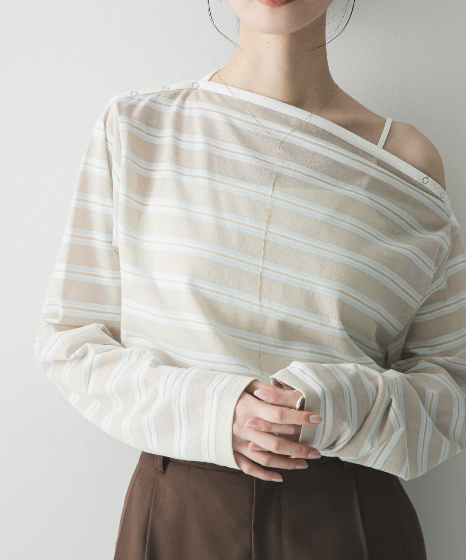 URBAN RESEARCH「マルチボーダー2WAYカットソー」|Tシャツ・カットソー|ベージュ