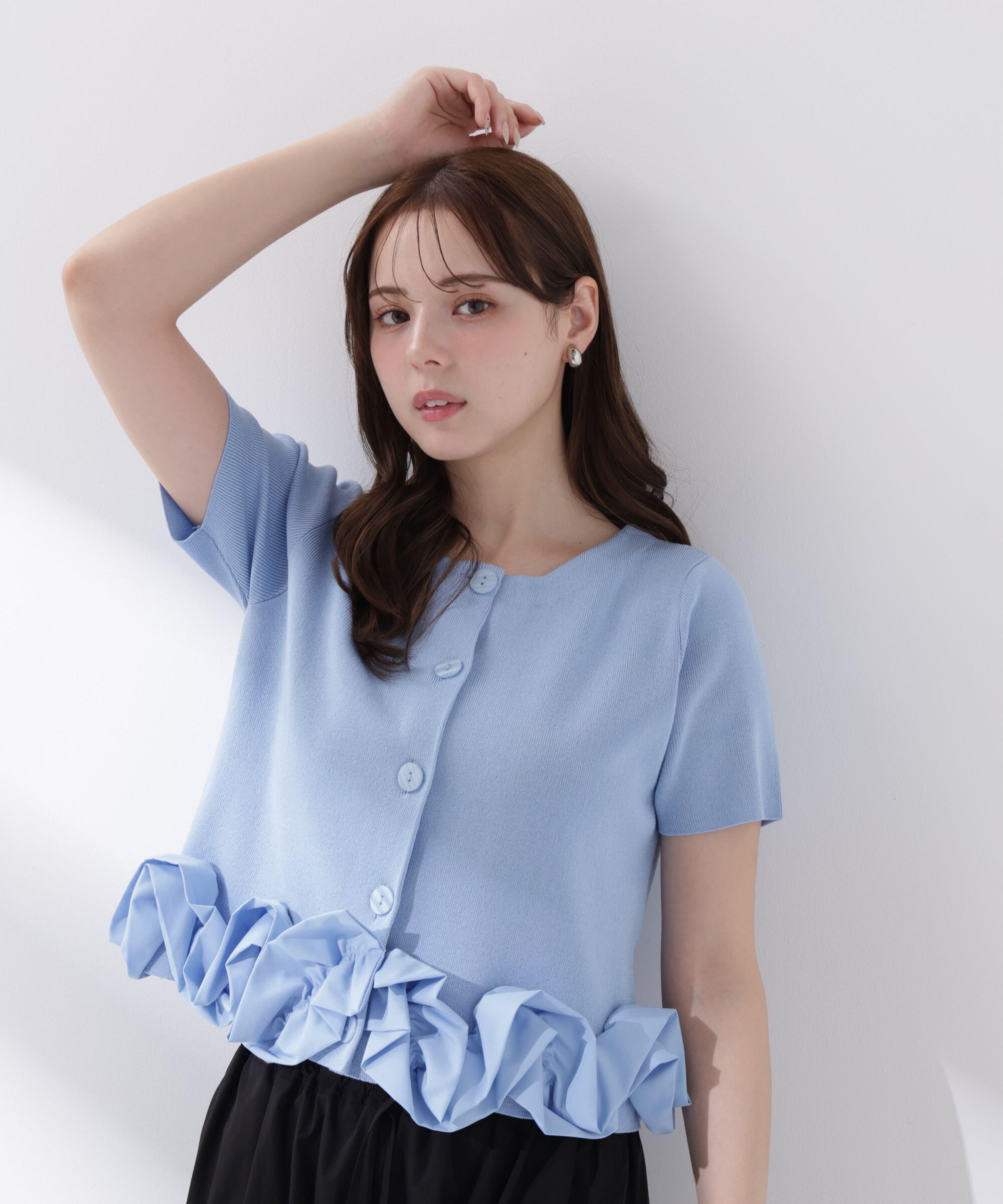 PROPORTION BODY DRESSING「〈a/mie〉半袖ホイップヘムカーディガン」|カーディガン|