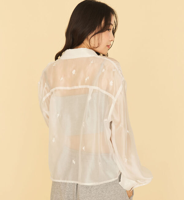 archives「ビーズ花柄刺繍シアーショートシャツ」|シャツ・ブラウス|