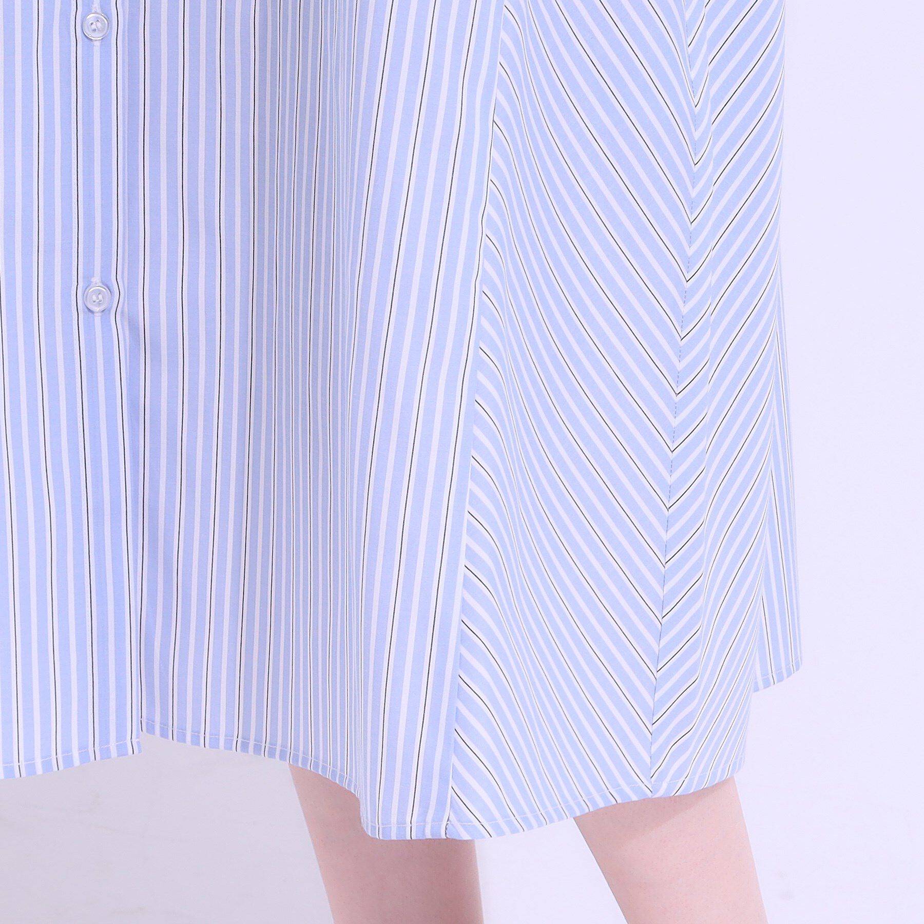 SHOO･LA･RUE「バックロゴが目を惹く ストライプシャツワンピース」|ワンピース|