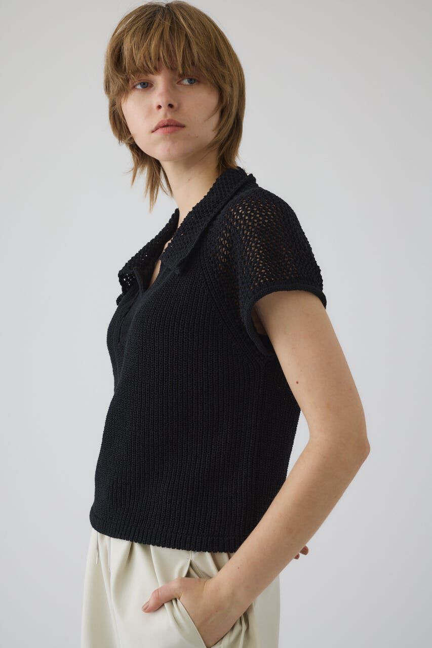 RIM.ARK 「Linen mix open collar tops」|ニット・セーター|