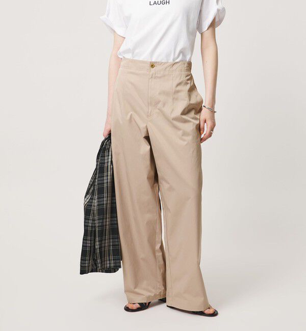 UNITED ARROWS「バック ギャザー リボンデザイン パンツ」|チノ|BEIGE