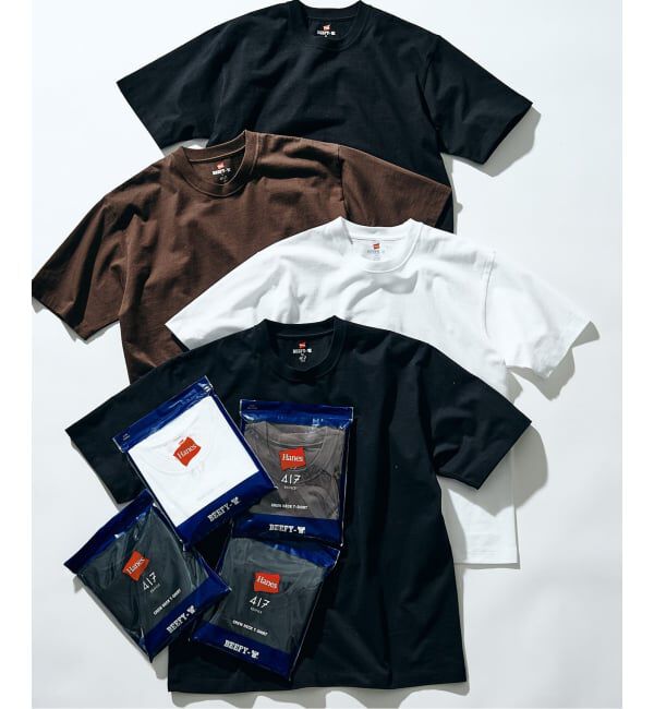 417 EDIFICE「【Hanes &times; 417 EDIFICE】別注 BEEFY CREW NECK T-SHIRT（MODERN FIT）」|Tシャツ・カットソー|