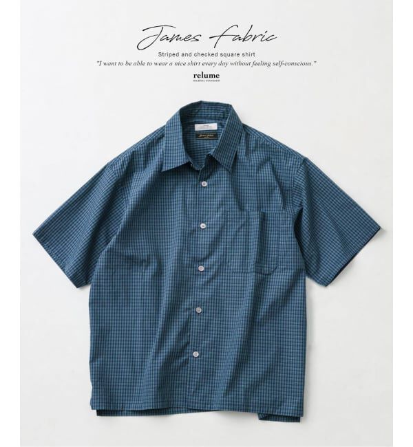 JOURNAL STANDARD relume「JAMES FABRIC ストライプ＆チェック スクエアシャツ」|シャツ・ブラウス|ネイビー