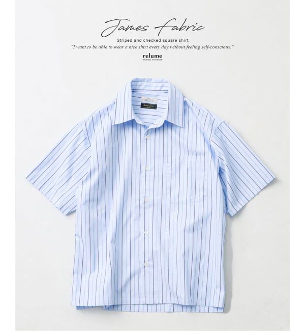 JOURNAL STANDARD relume「JAMES FABRIC ストライプ＆チェック スクエアシャツ」|シャツ・ブラウス|ブルー A