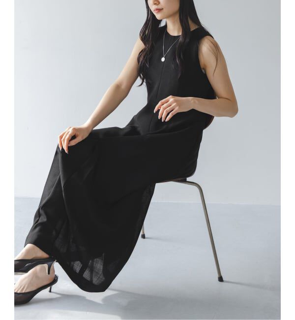 NOBLE「【洗える】ドンゴロスカーブワンピース」|ワンピース|ネイビー