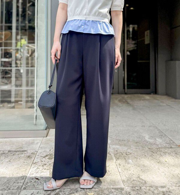 NOLLEY'S sophi「《セットアップ対応》NEW morisachiウォッシャブルツイルイージーワイドパンツ」|その他|ネイビー