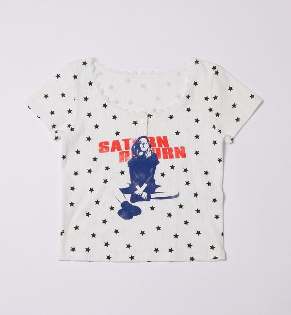  「【WEB限定】シャーロットパターンメッシュスター半袖TEE」|Tシャツ・カットソー|オフホワイト