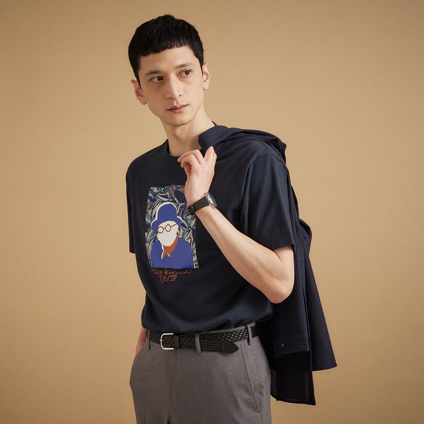 TAKEO KIKUCHI「カカオ柄スクエアプリント 天竺Tシャツ」|Tシャツ・カットソー|