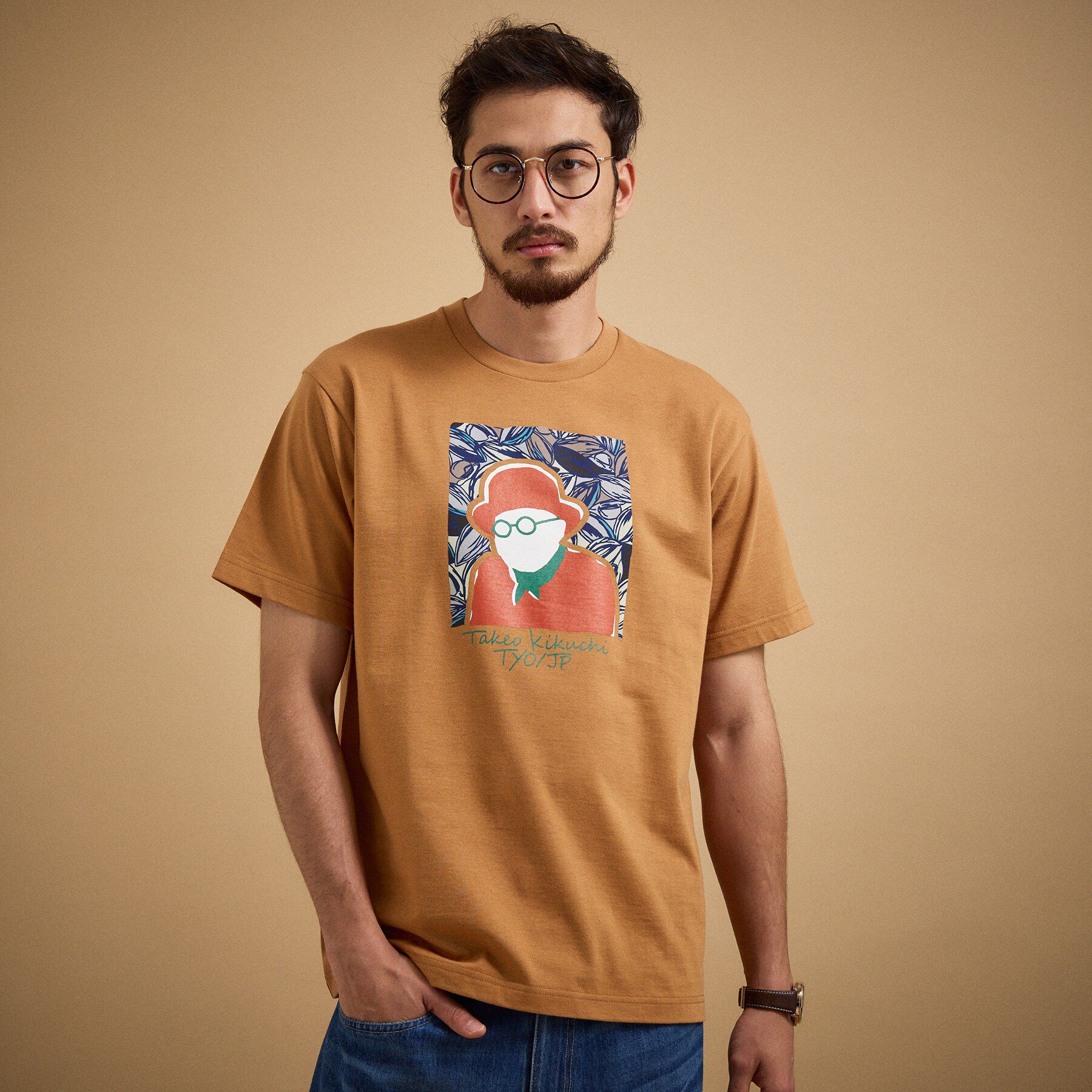 TAKEO KIKUCHI「カカオ柄スクエアプリント 天竺Tシャツ」|Tシャツ・カットソー|