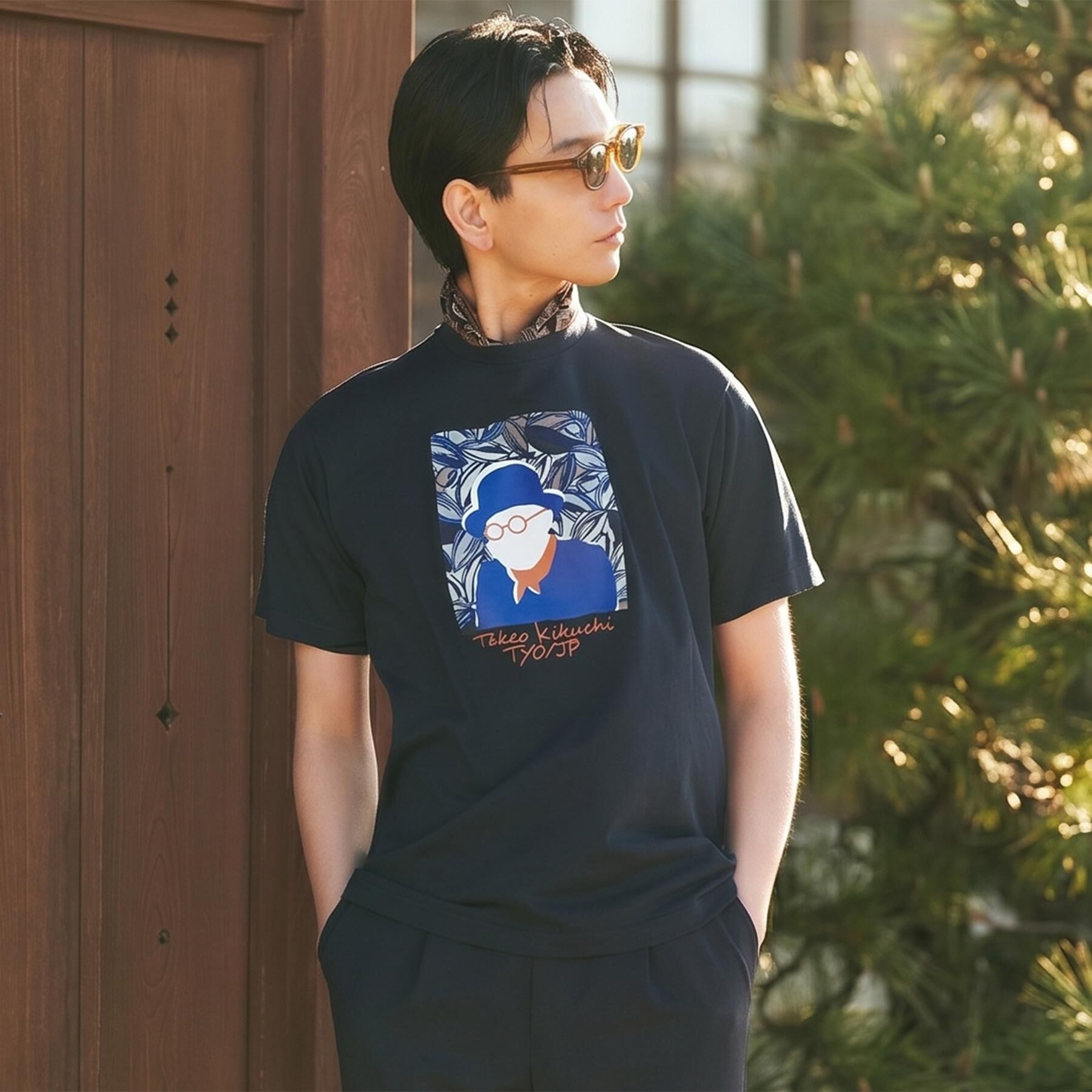 TAKEO KIKUCHI「カカオ柄スクエアプリント 天竺Tシャツ」|Tシャツ・カットソー|
