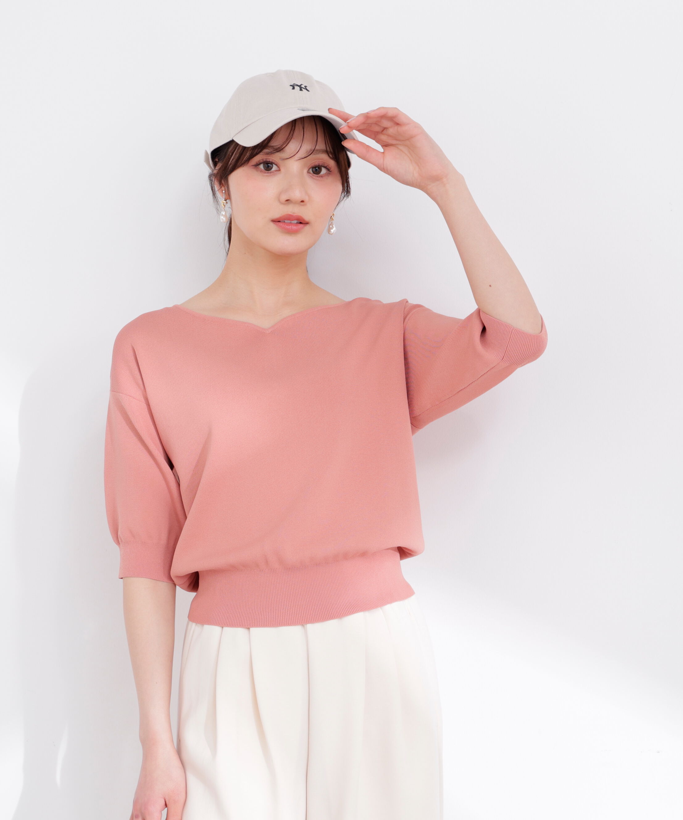 PROPORTION BODY DRESSING「5分袖ハートカットドルマンニット 26SS」|ニット・セーター|