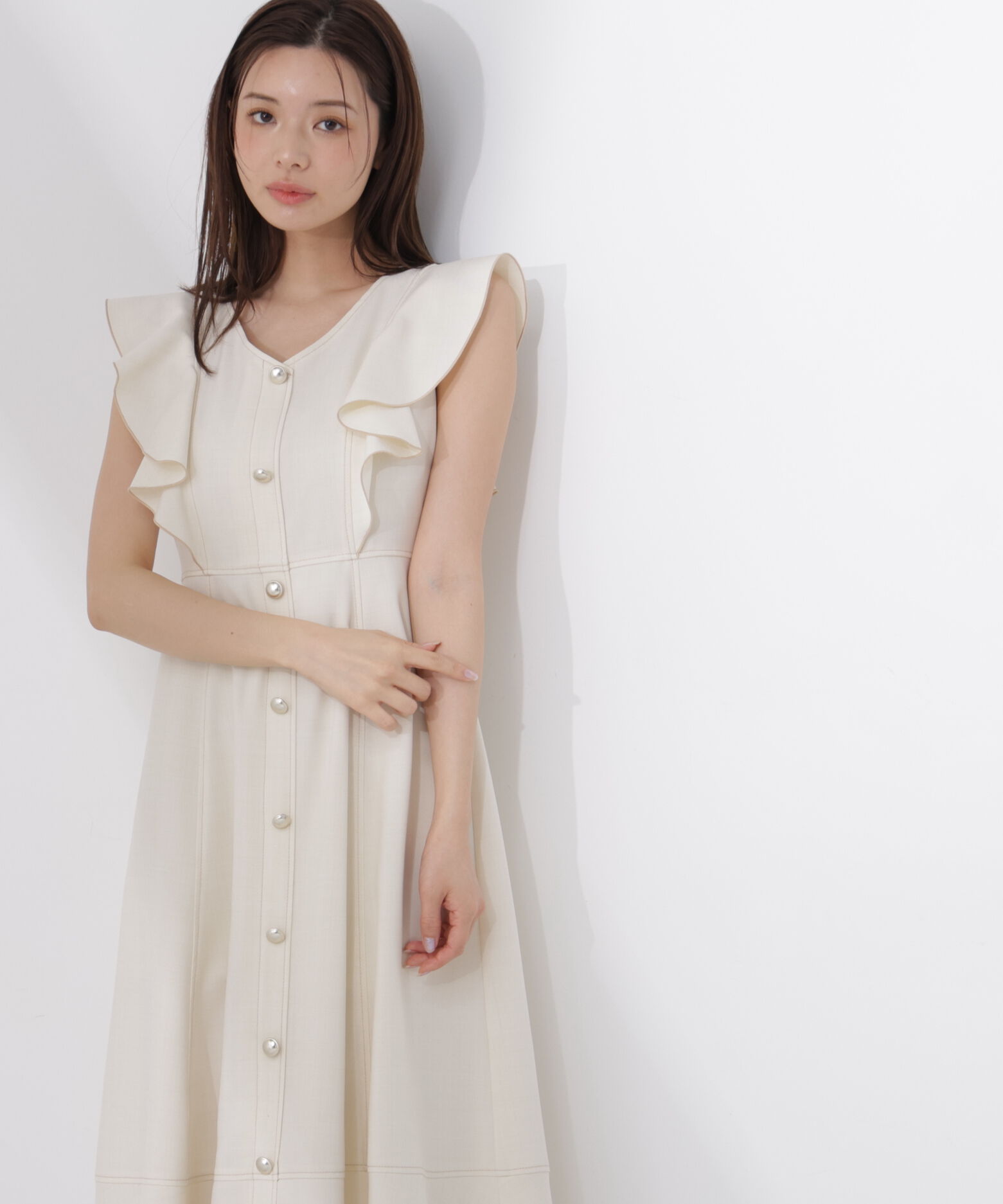 PROPORTION BODY DRESSING「フロントボタンステッチワンピース26SS」|ワンピース|ライトベージ