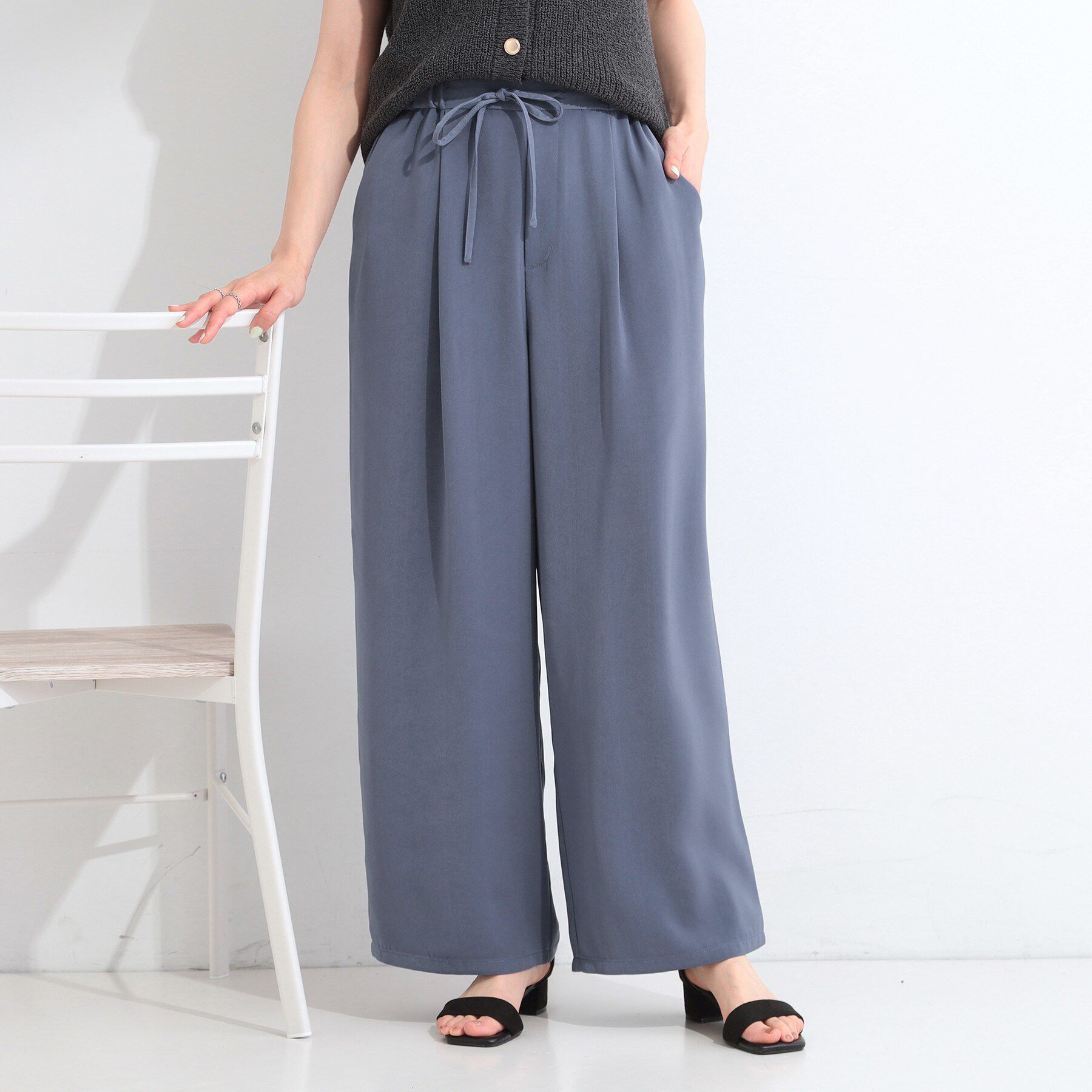 SHOO･LA･RUE「とろみイージーワイドパンツ」|その他|ブルー(093)