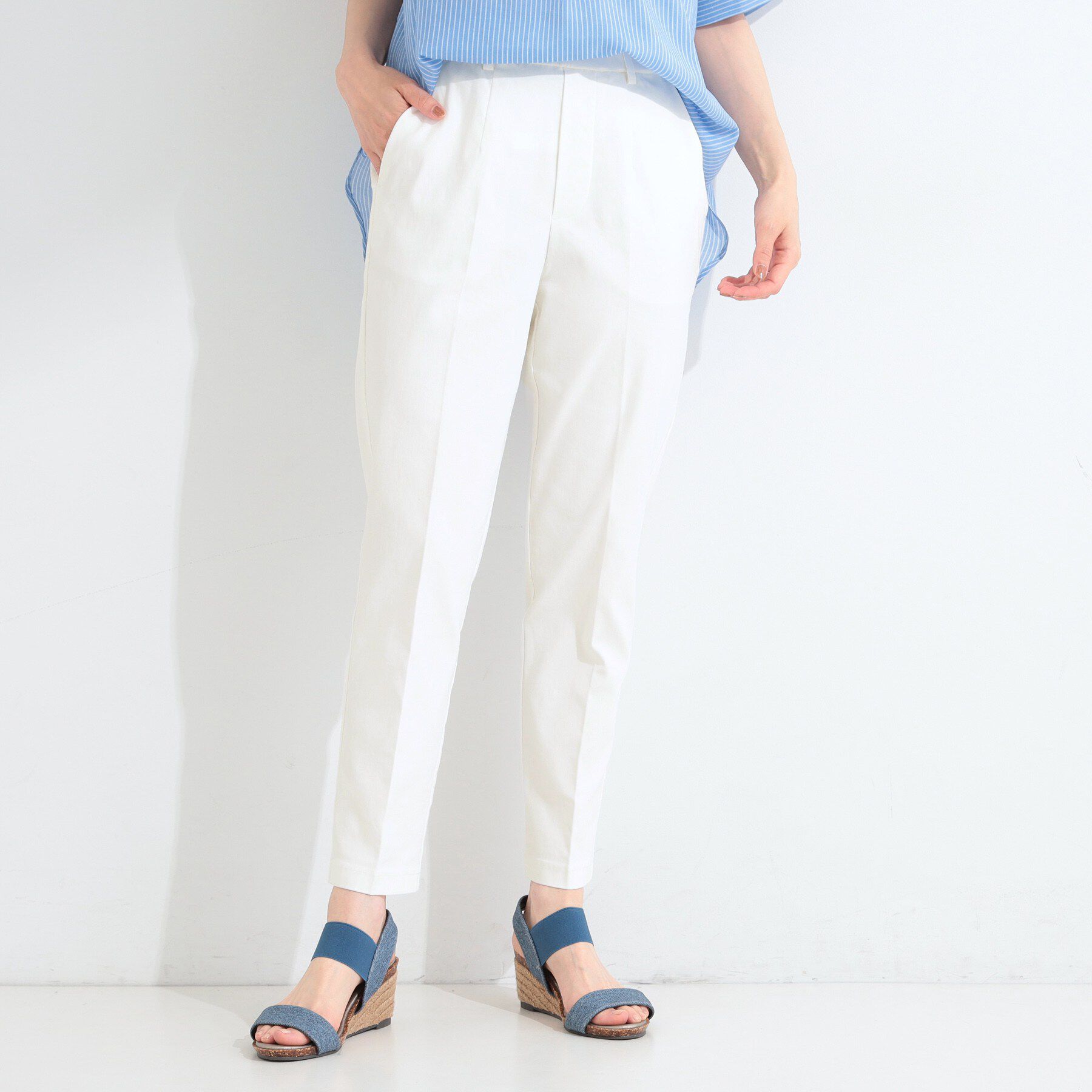 SHOO･LA･RUE「【ひんやり／着丈が選べる/S-LL】脚のラインを拾いにくい ストレッチ スティックパンツ」|その他|