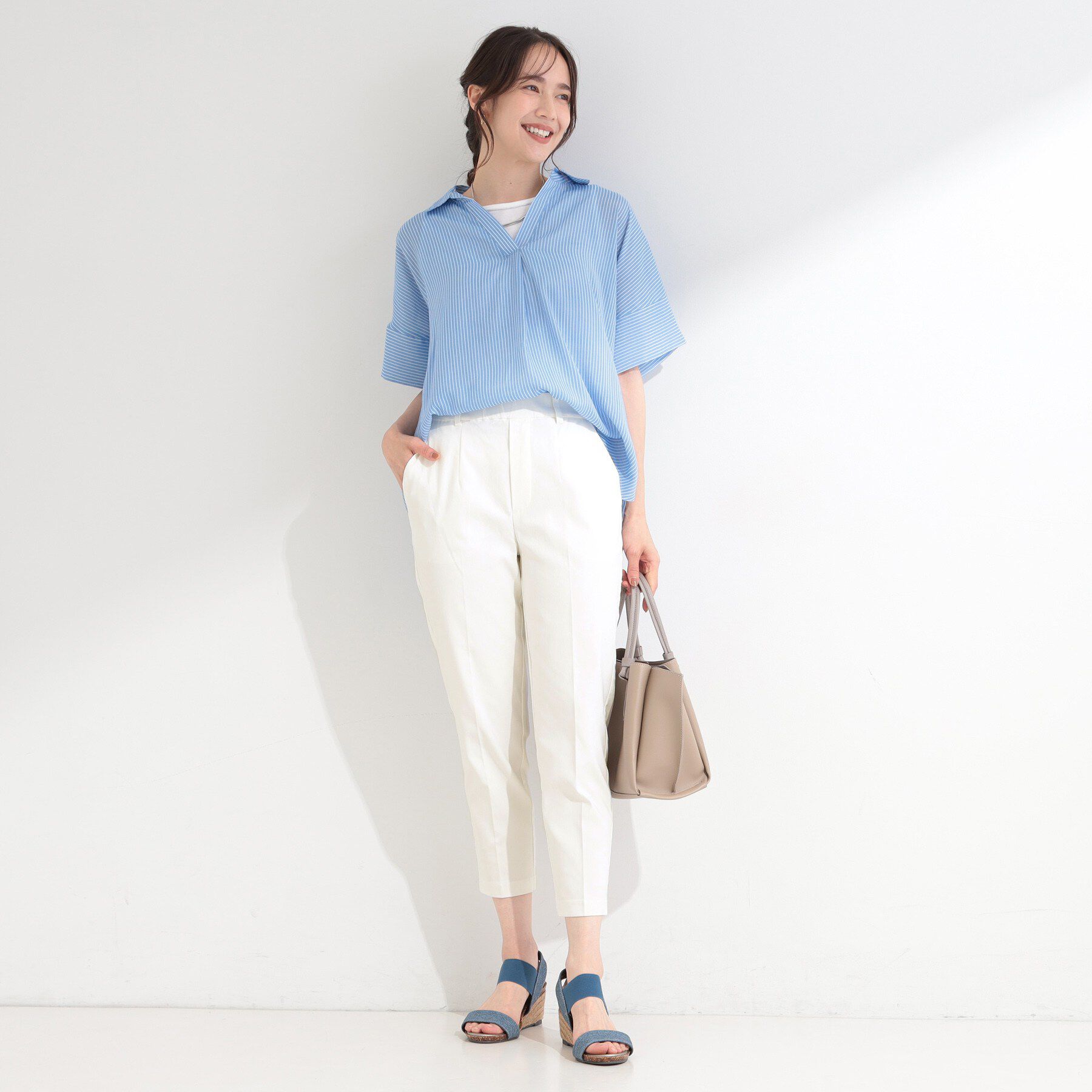 SHOO･LA･RUE「【ひんやり／着丈が選べる/S-LL】脚のラインを拾いにくい ストレッチ スティックパンツ」|その他|