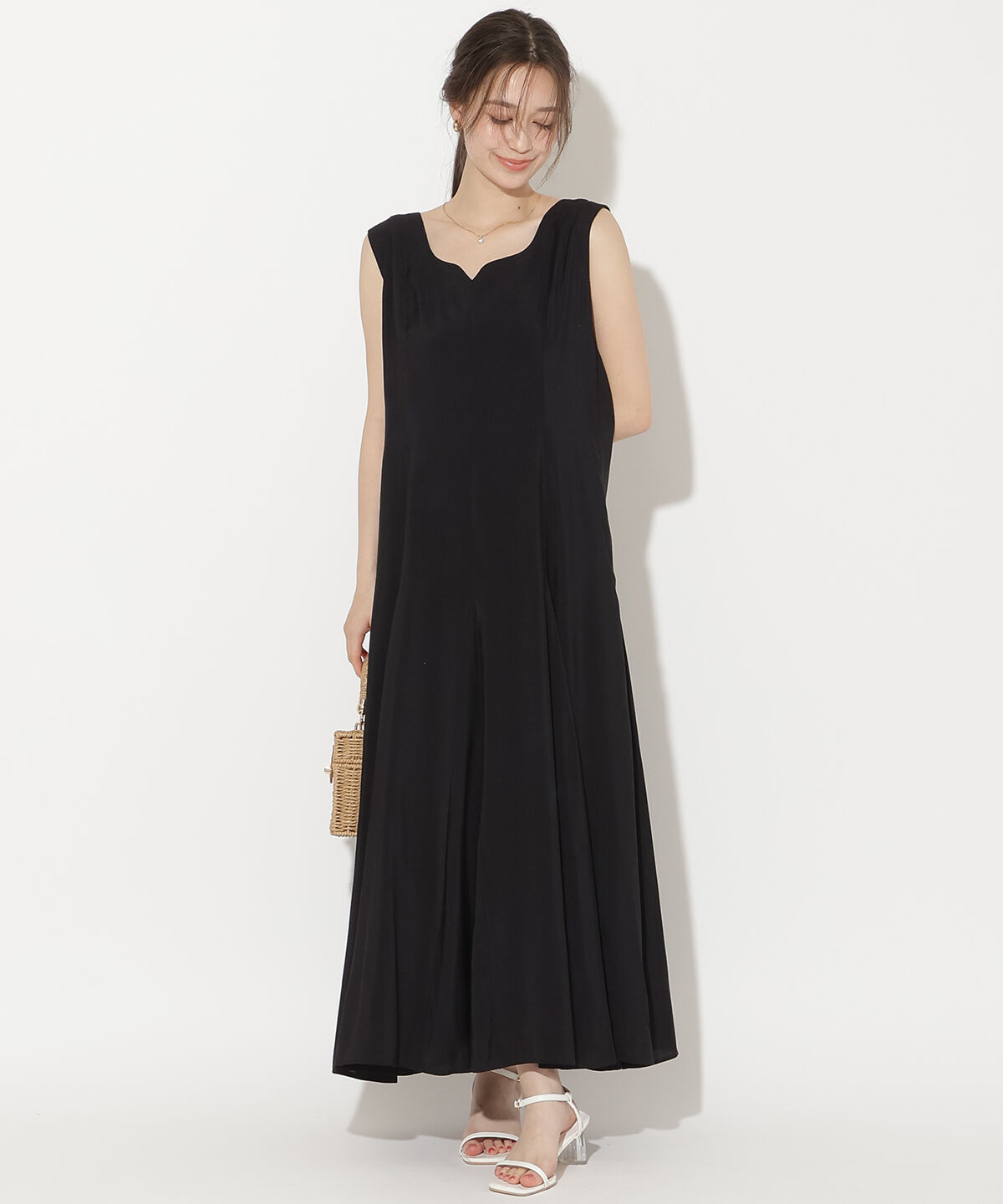 WILLSELECTION「バックリボンノースリーブAラインワンピース」|ワンピース|ブラック