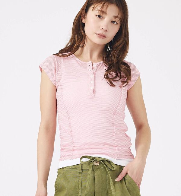 Rouge vif「【MILLER/ミラー】Light Prib Henly S/S Tee / ラ」|Tシャツ・カットソー|ピンク